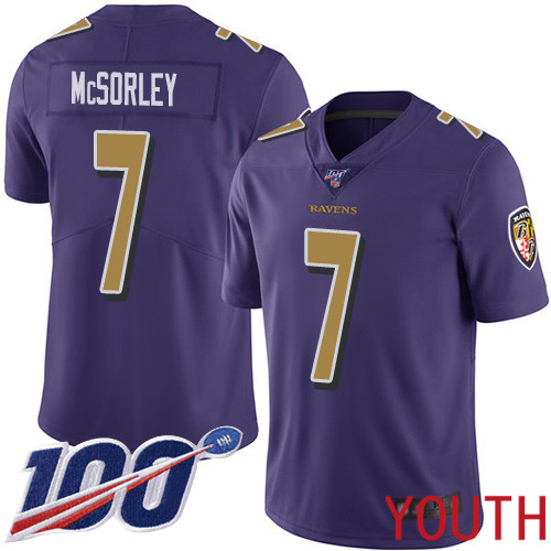 Baltimore Ravens Limited Purple Youth Trace McSorley Jersey NFL Football #7 100th Season Rush Vapor Untouchable